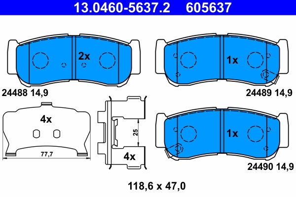 ATE 605637 Sada brzdových destiček 13.0460-5637.2
