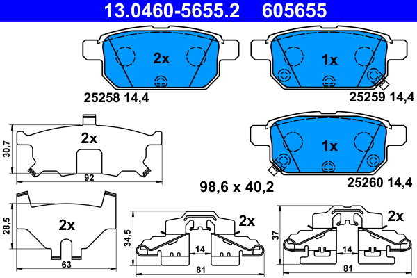 ATE 605655 Sada brzdových destiček 13.0460-5655.2