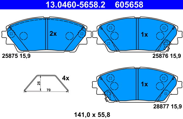 ATE 605658 Sada brzdových destiček 13.0460-5658.2