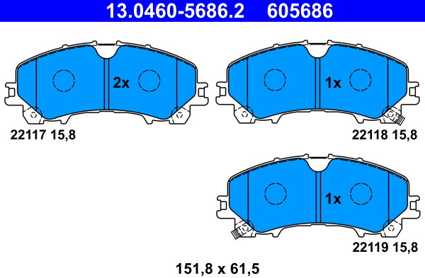 ATE 605686 Sada brzdových destiček 13.0460-5686.2