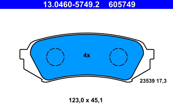 ATE 605749 Sada brzdových destiček 13.0460-5749.2