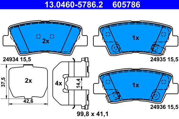 ATE 605786 Sada brzdových destiček 13.0460-5786.2