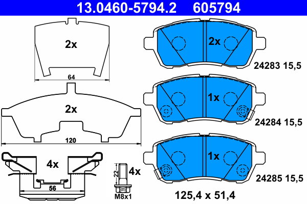 ATE 605794 Sada brzdových destiček 13.0460-5794.2