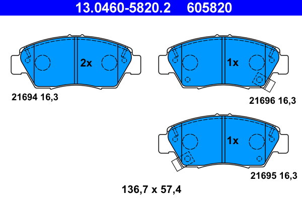 ATE 605820 Sada brzdových destiček 13.0460-5820.2