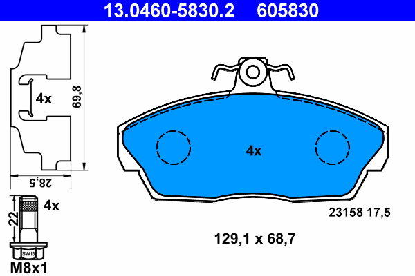 ATE 605830 Sada brzdových destiček 13.0460-5830.2