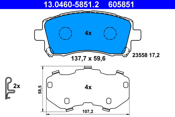ATE 605851 Sada brzdových destiček 13.0460-5851.2
