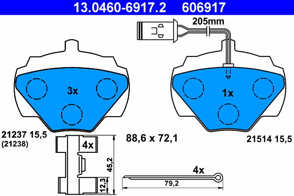 ATE 606917 Sada brzdových destiček 13.0460-6917.2