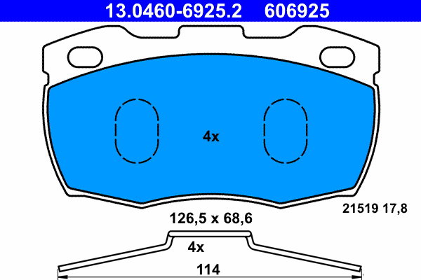 ATE 606925 Sada brzdových destiček 13.0460-6925.2