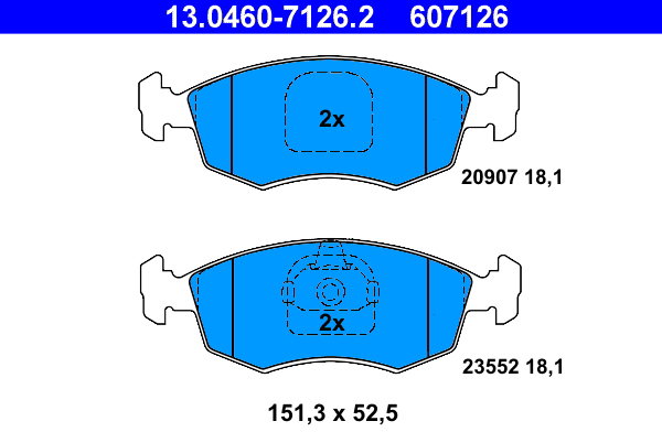 ATE 607126 Sada brzdových destiček 13.0460-7126.2