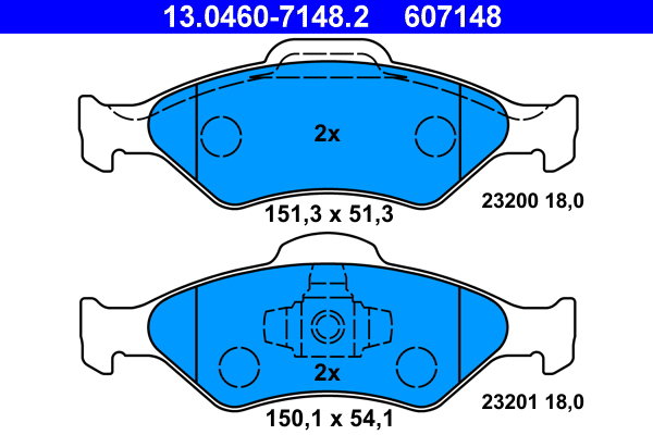 ATE 607148 Sada brzdových destiček 13.0460-7148.2