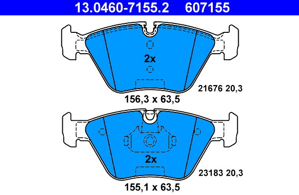 ATE 607155 Sada brzdových destiček 13.0460-7155.2