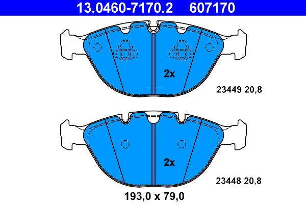 ATE 607170 Sada brzdových destiček 13.0460-7170.2