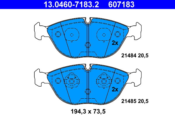 ATE 607183 Sada brzdových destiček 13.0460-7183.2