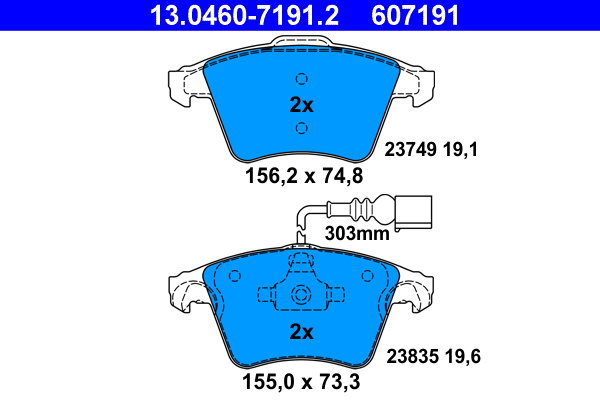 ATE 607191 Sada brzdových destiček 13.0460-7191.2