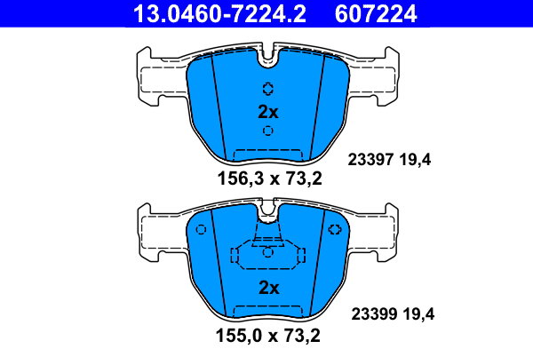ATE 607224 Sada brzdových destiček 13.0460-7224.2