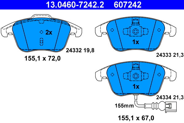 ATE 607242 Sada brzdových destiček 13.0460-7242.2