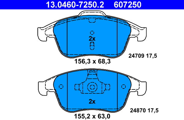 ATE 607250 Sada brzdových destiček 13.0460-7250.2