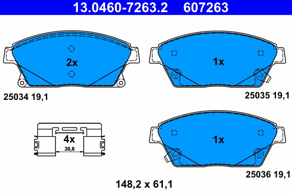 ATE 607263 Sada brzdových destiček 13.0460-7263.2