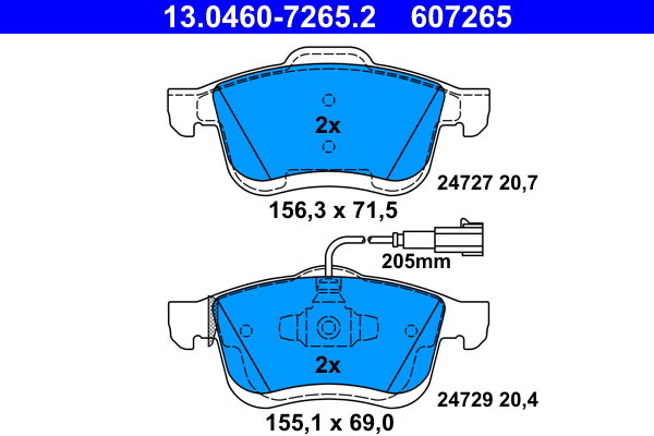 ATE 607265 Sada brzdových destiček 13.0460-7265.2