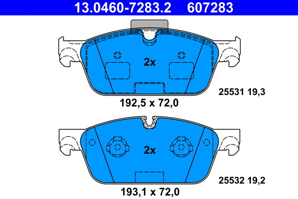 ATE 607283 Sada brzdových destiček 13.0460-7283.2