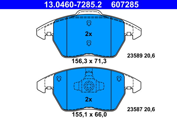 ATE 607285 Sada brzdových destiček 13.0460-7285.2