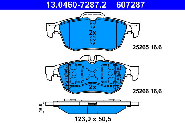 ATE 607287 Sada brzdových destiček 13.0460-7287.2
