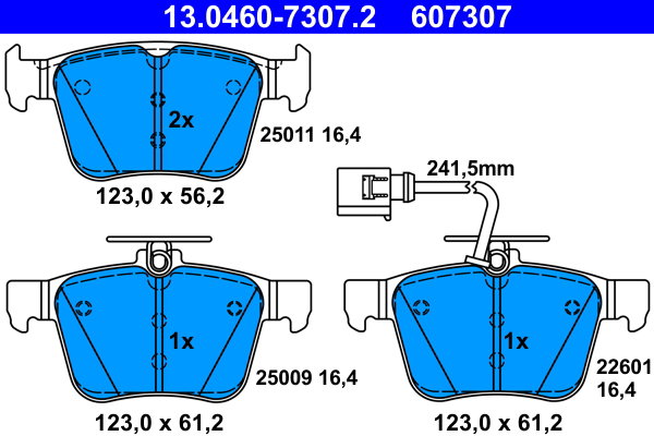 ATE 607307 Sada brzdových destiček 13.0460-7307.2