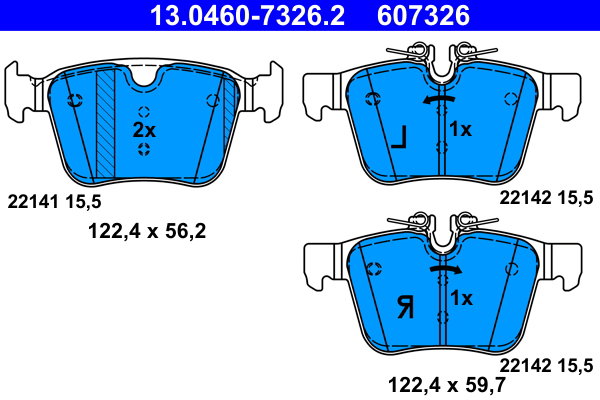 ATE 607326 Sada brzdových destiček 13.0460-7326.2