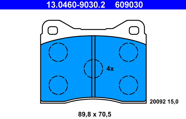 ATE 609030 Sada brzdových destiček 13.0460-9030.2