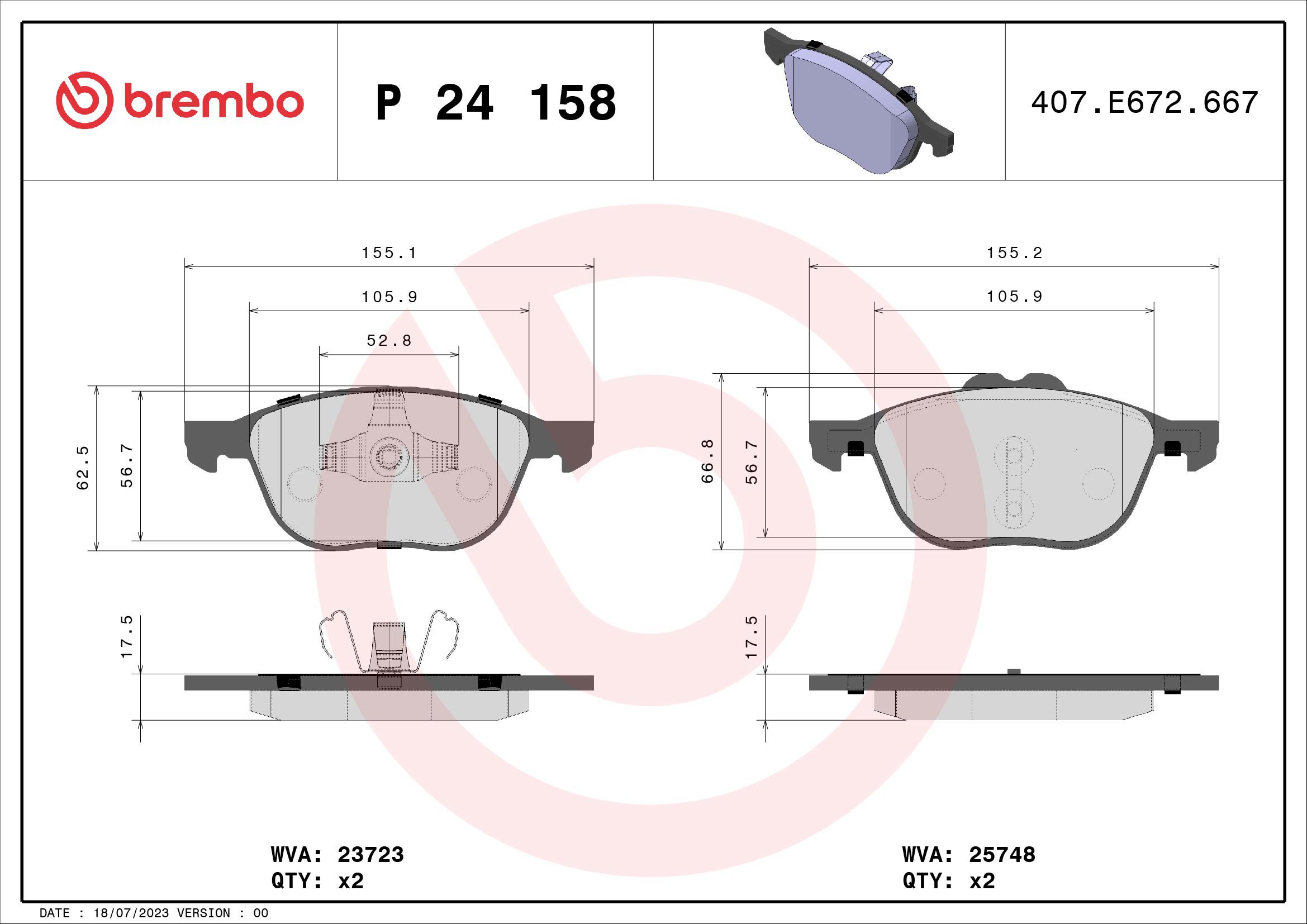 BREMBO Sada brzdových destiček P 24 158