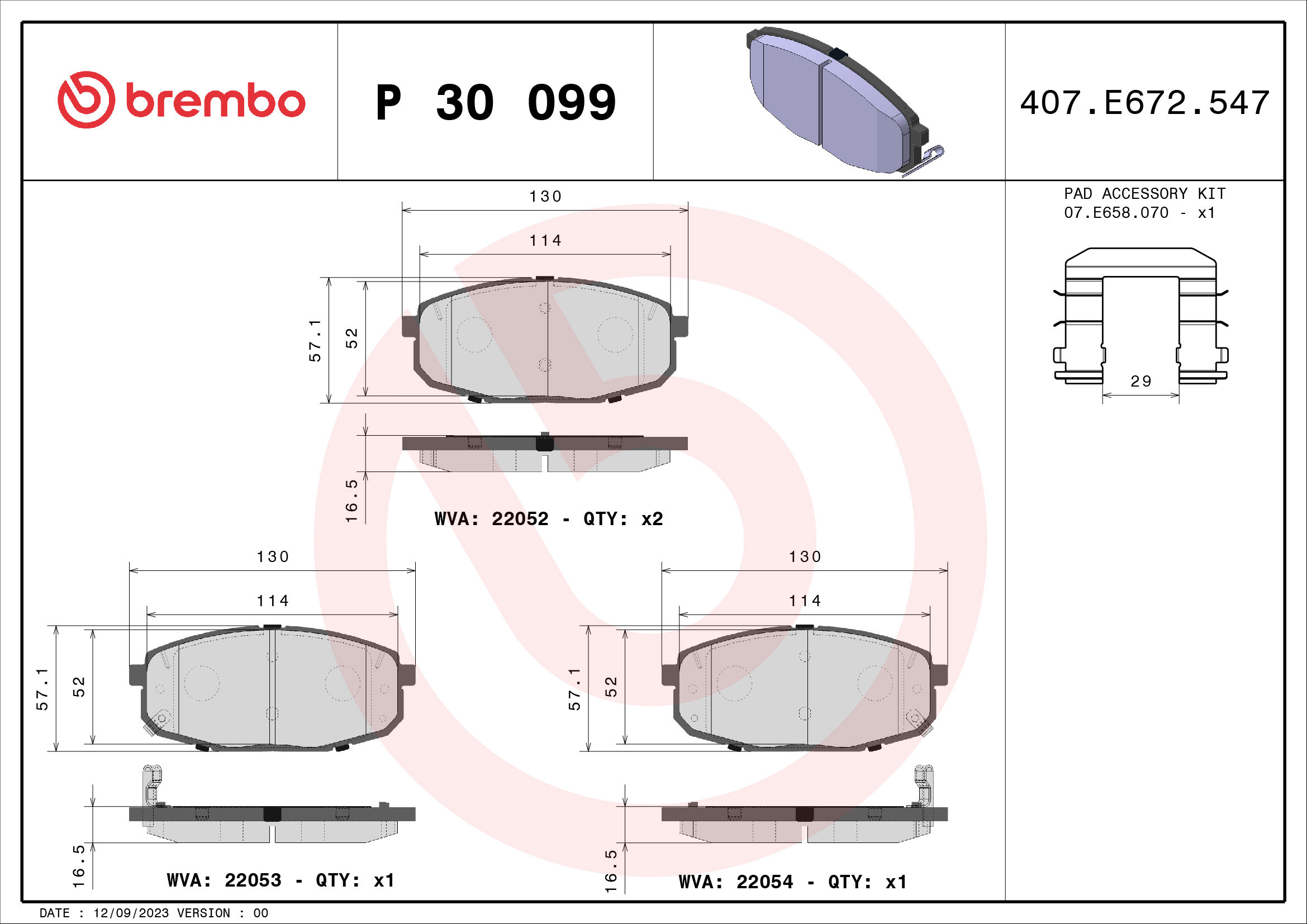 BREMBO Sada brzdových destiček P 30 099