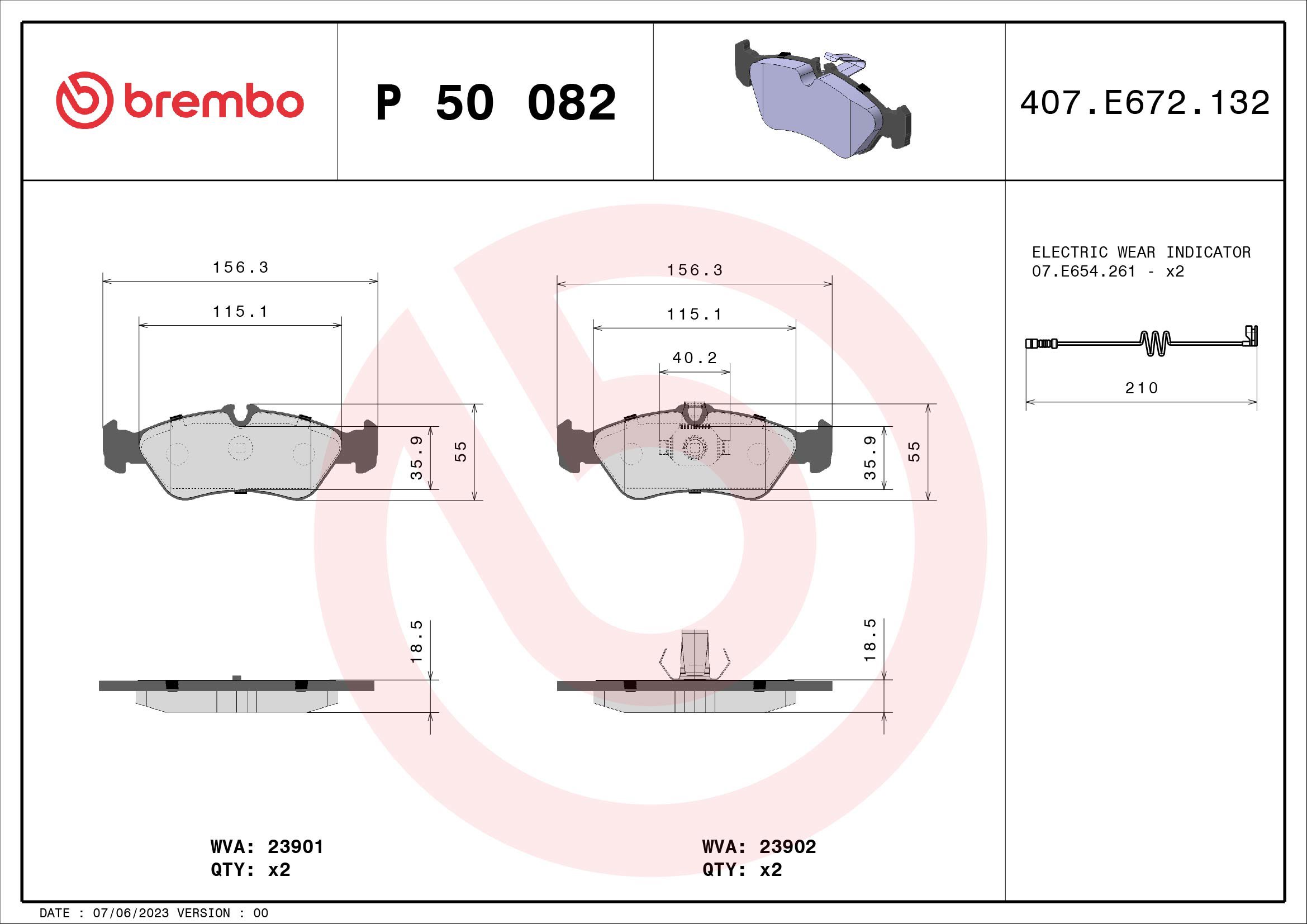 BREMBO Sada brzdových destiček P 50 082