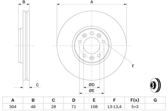 BOSCH brzdový kotouč 0 986 479 380, sada 2 ks, sada 2 ks