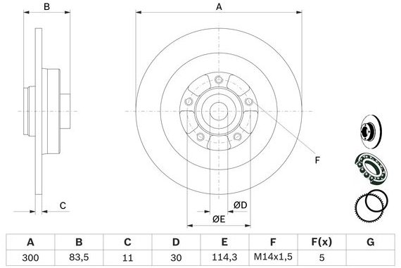 BOSCH brzdový kotouč 0 986 479 445, sada 2 ks, sada 2 ks