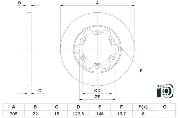 BOSCH brzdový kotouč 0 986 479 D43, sada 2 ks, sada 2 ks
