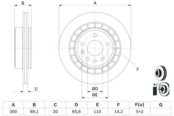 BOSCH brzdový kotouč 0 986 479 D49, sada 2 ks, sada 2 ks