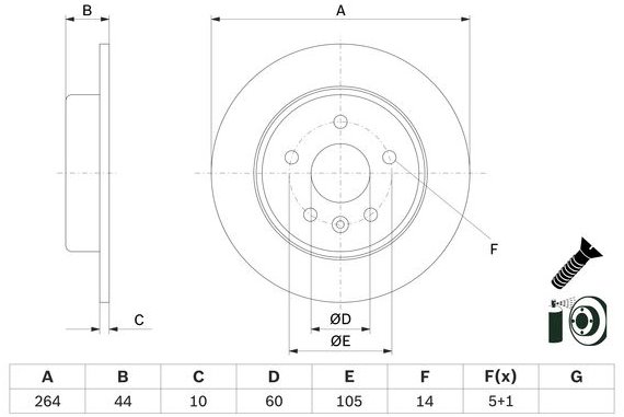BOSCH brzdový kotouč 0 986 479 D89, sada 2 ks, sada 2 ks