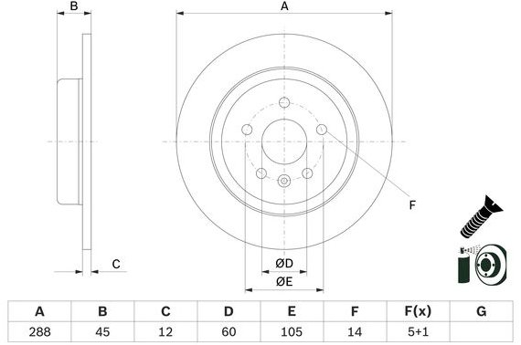 BOSCH brzdový kotouč 0 986 479 D90, sada 2 ks, sada 2 ks