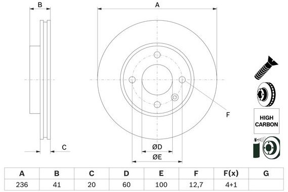 BOSCH brzdový kotouč 0 986 479 D91, sada 2 ks, sada 2 ks