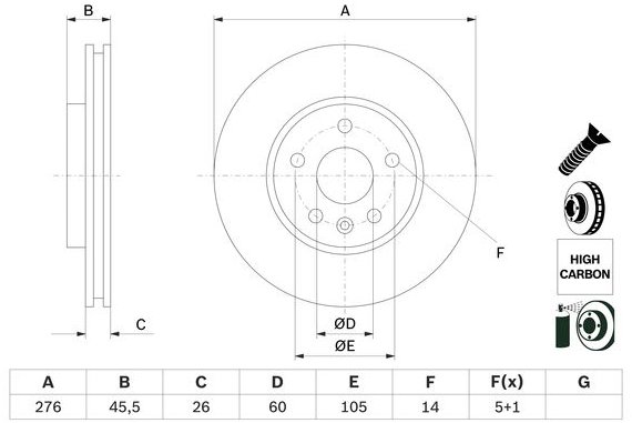 BOSCH brzdový kotouč 0 986 479 D92, sada 2 ks, sada 2 ks