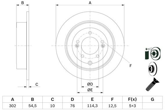 BOSCH brzdový kotouč 0 986 479 E43, sada 2 ks, sada 2 ks