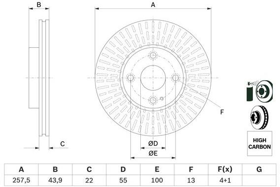 BOSCH brzdový kotouč 0 986 479 E56, sada 2 ks, sada 2 ks
