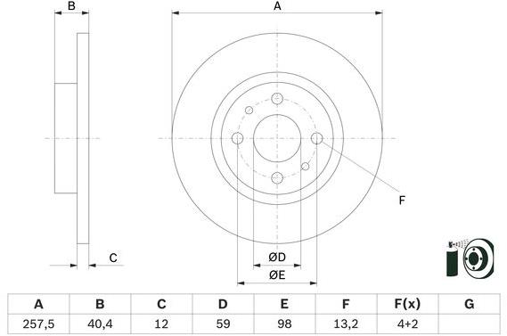 BOSCH brzdový kotouč 0 986 479 E65, sada 2 ks, sada 2 ks