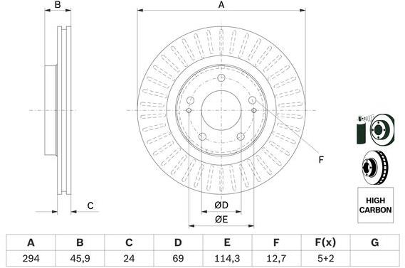 BOSCH brzdový kotouč 0 986 479 E76, sada 2 ks, sada 2 ks