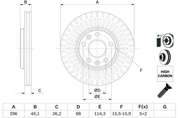 BOSCH brzdový kotouč 0 986 479 E77, sada 2 ks, sada 2 ks