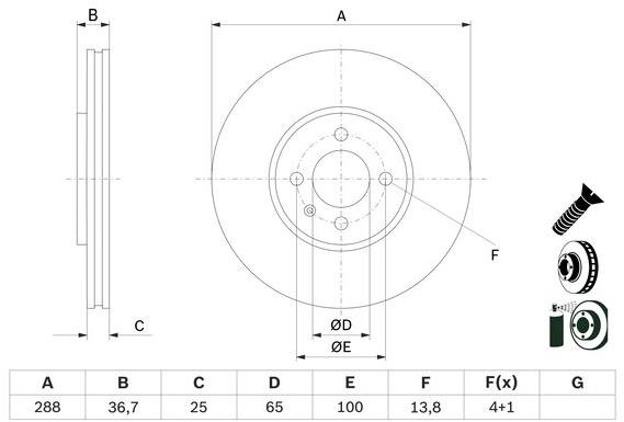 BOSCH brzdový kotouč 0 986 479 E81, sada 2 ks, sada 2 ks