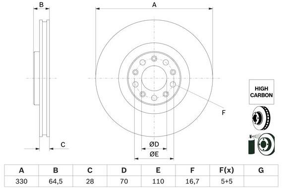 BOSCH brzdový kotouč 0 986 479 E88, sada 2 ks, sada 2 ks