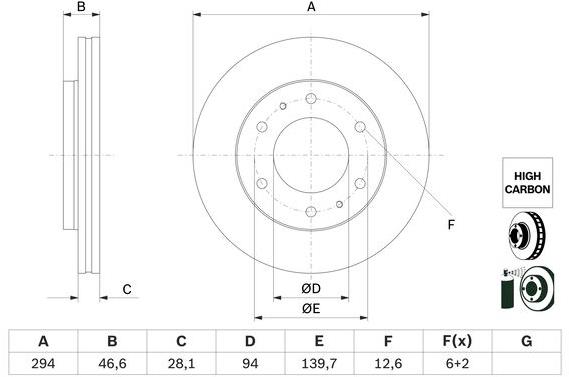 BOSCH brzdový kotouč 0 986 479 E93, sada 2 ks, sada 2 ks