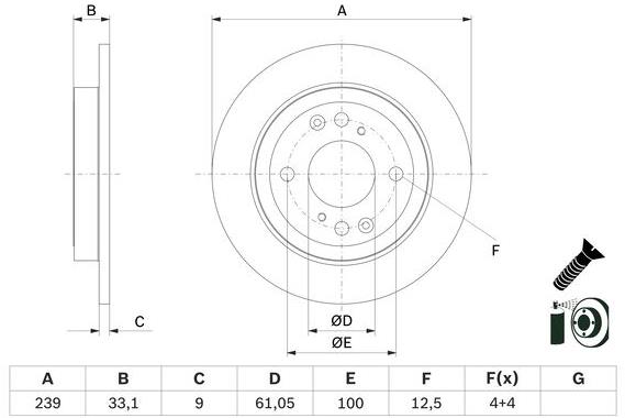 BOSCH brzdový kotouč 0 986 479 E95, sada 2 ks, sada 2 ks