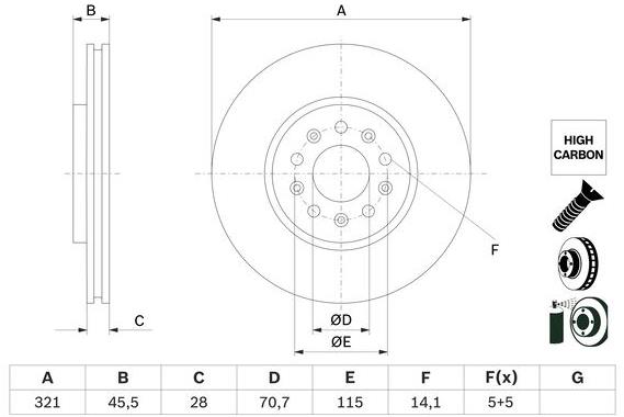 BOSCH brzdový kotouč 0 986 479 F03, sada 2 ks, sada 2 ks